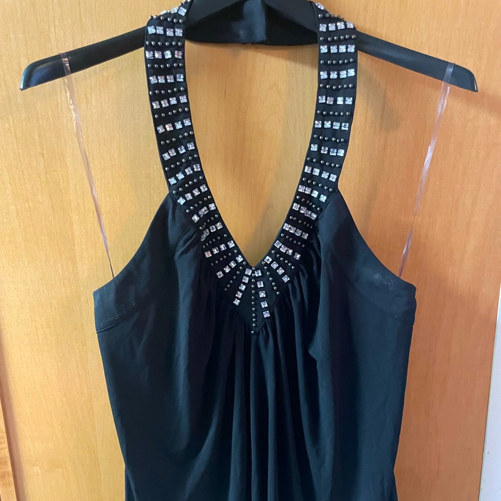 Black beaded halter top